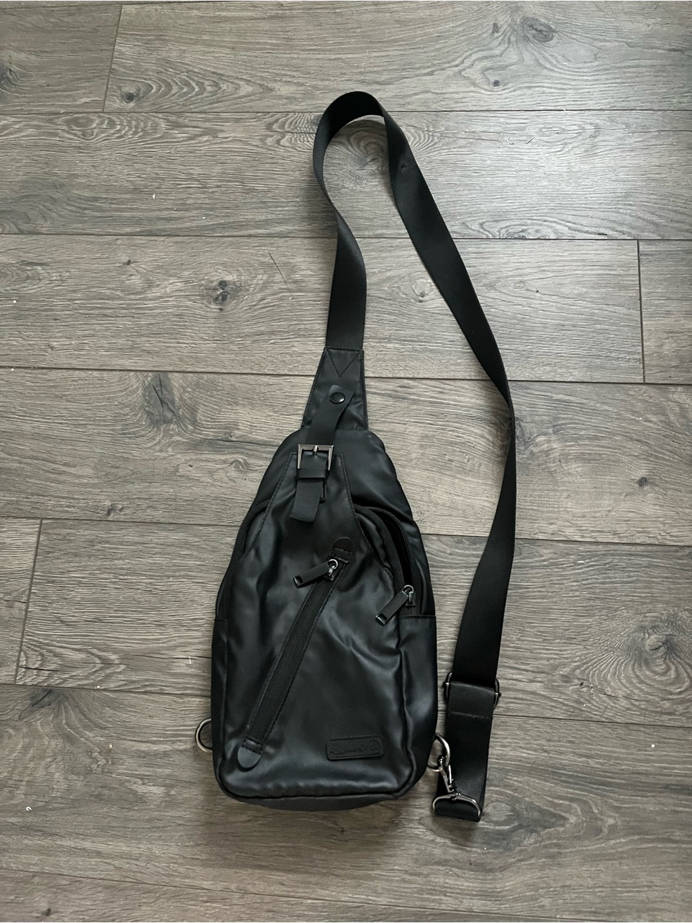 Black Men’s Sling Crossbody Bag - Minimal Leather Look